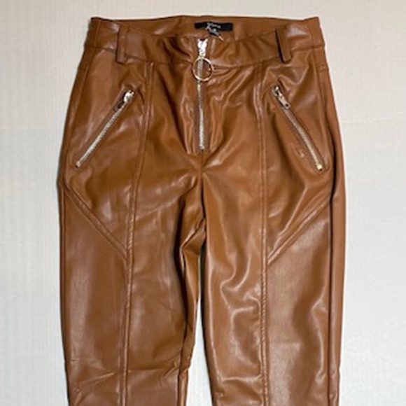 Brown Vegan Leather Pants - High Waist Slimfir Pants NWT - Size S - Picture 4 of 7